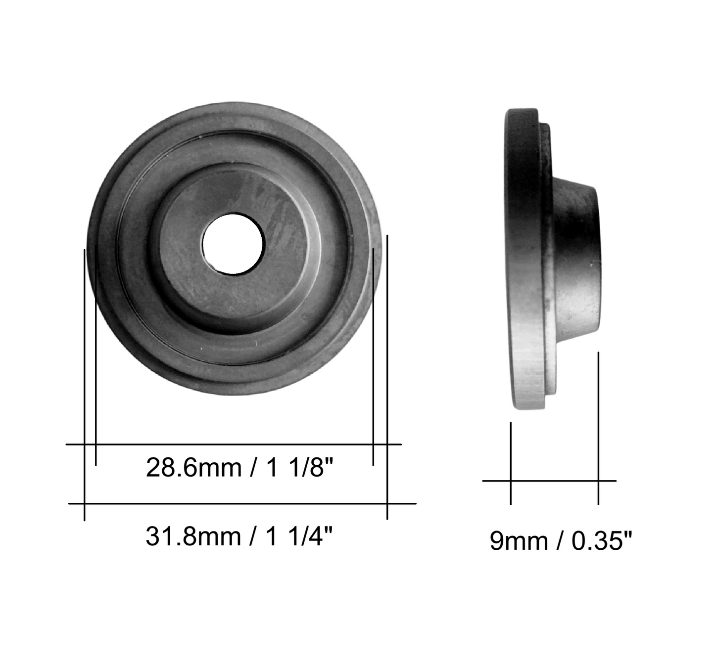 Technical drawing of bicycle stem top cap component with labelled dimensions